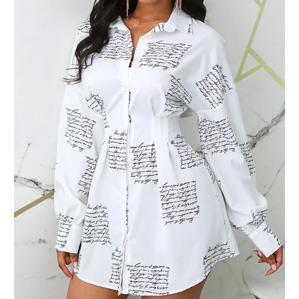 Blue Letter Print Dress